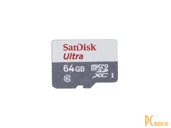 Карта памяти MicroSDXC, 64GB, Сlass 10, UHS-I, Sandisk SDSQUNB-064G-GN3MA